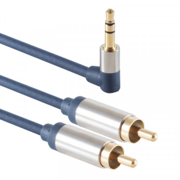 Stereo Tulp (m) - 3,5mm Stereo Jack Haaks (m) Kabel - Verguld - Premium 0,75 meter - Blauw