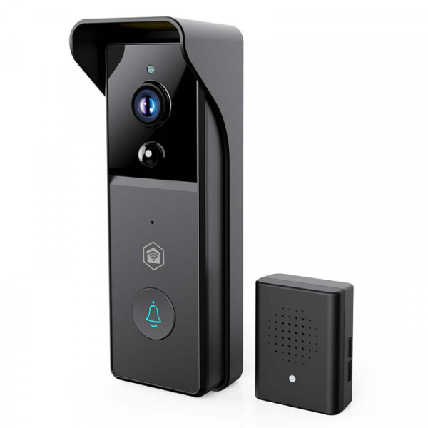 Slimme Wifi Videodeurbel - 3MP Full HD - Met Nachtzicht - Cloud en SD opslag - Op batterij - Zwart