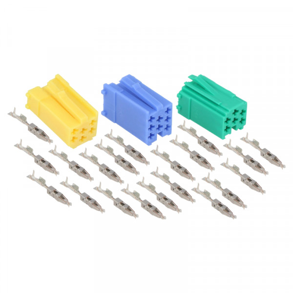 Mini ISO Connector Set Mannelijk - 3x mini ISO Inclusief 20 Vrouwelijke Pinnen