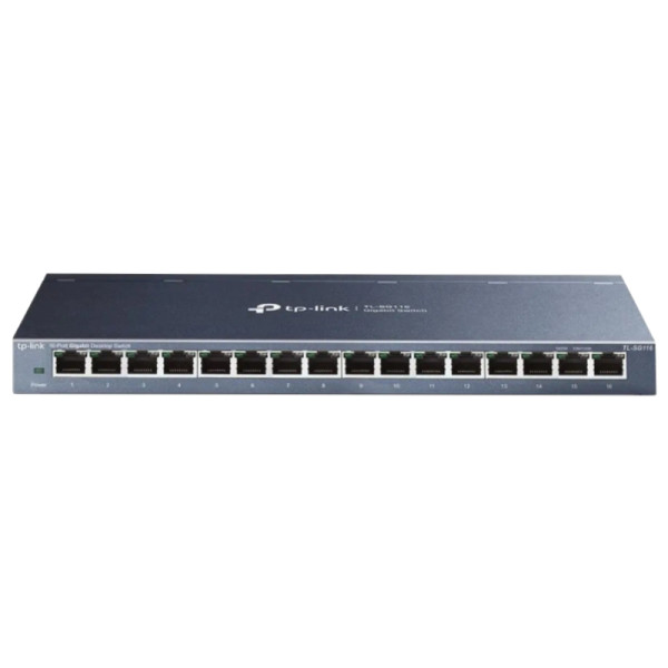 TP-Link TL-SG116 16-poorts Ethernetswitch - 10/100/1000 - Zwart