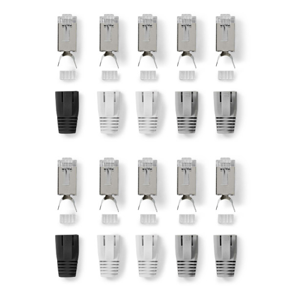 RJ45 Stekkers met 3 kleuren Tules - Cat6a, Cat7 en Cat8.1 - 10 stuks - 8P8C - Afgeschermd