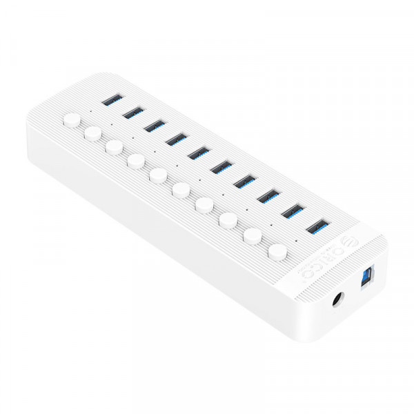 Orico USB-A Hub - 10x USB-A - 10 x Aan-uitschakelaar - USB 3.2 Gen 1 - 1 meter - Wit