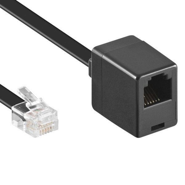 RJ12 Verlengkabel - 6P6C - 10 meter - Zwart