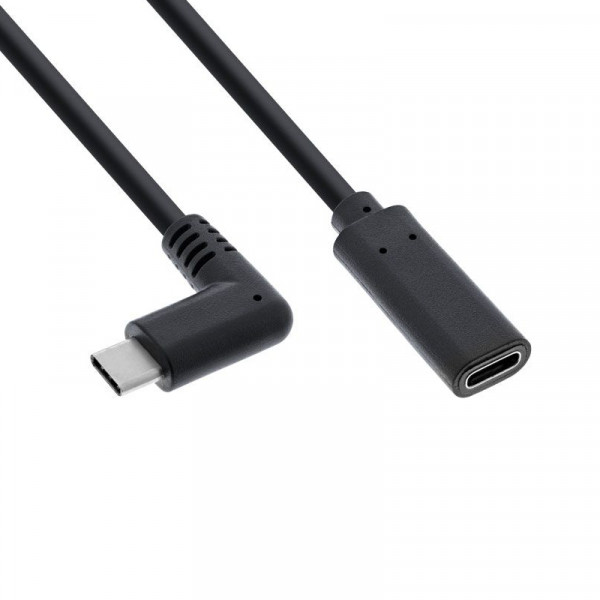 USB-C 3.2 Gen 2 haakse verlengkabel Zwart 1 meter