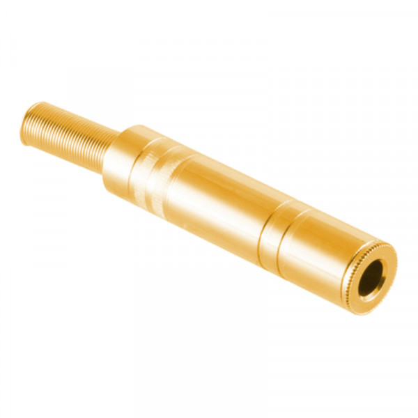 Soldeerbare 6,35mm Mono Jack Connector (v) - Met Grommet - Metaal - Verguld - Goud
