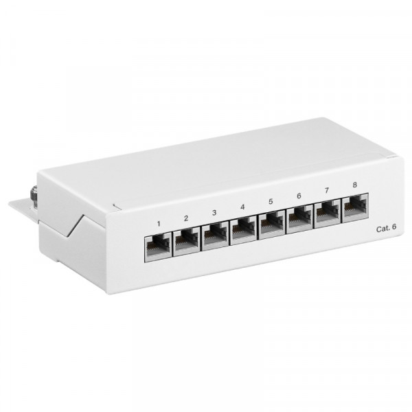 8-poorts Cat6 Patchpaneel - STP Afgeschermd - 1U - Wit