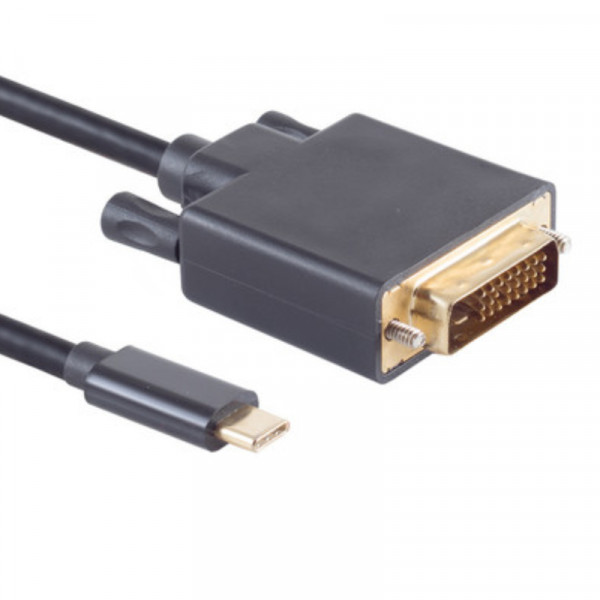 USB-C naar DVI-D Kabel - 24+1 - Dual Link - 4K 30Hz - 1,8 meter - Zwart