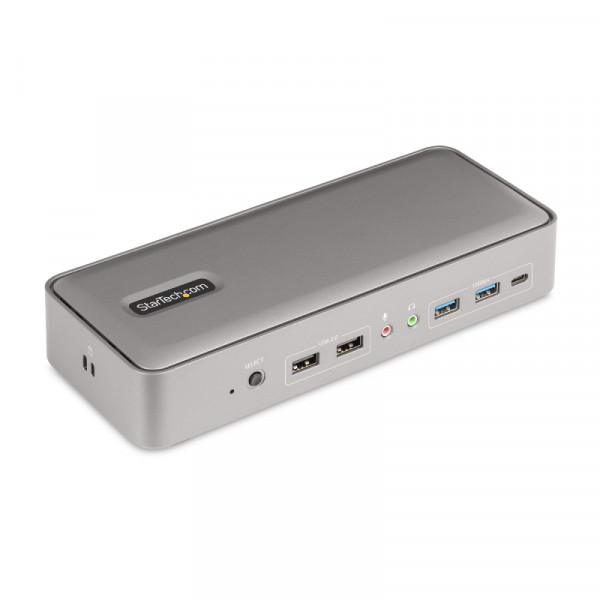 StarTech USB-C KvM Dock - 4x USB-A, 1x USB-C, 2x DP, RJ45, 2x 3,5mm - 2x USB-C host - Grijs