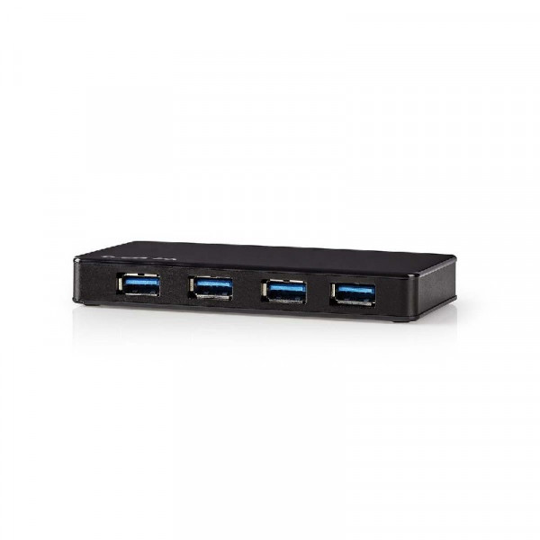 4 Poorten Hub USB 3.0 Gevoed Zwart