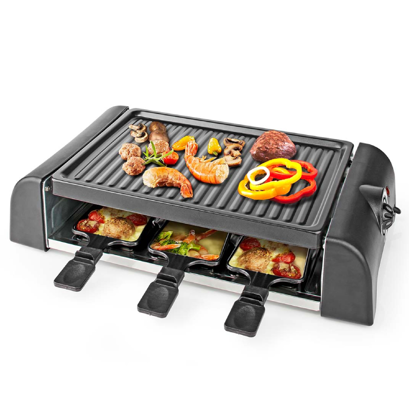 Nedis Gourmet / Raclette | Grill | 6 Personen | Spatel | Temperatuurinstelling | Anti-aanbak laag | Rechthoek