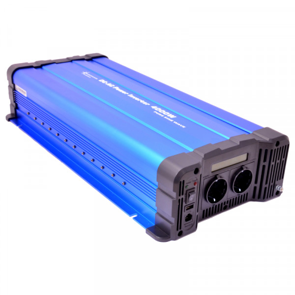 12V naar 230V Zuivere Sinus Spanningsomvormer - 4000W - Pro - Blauw