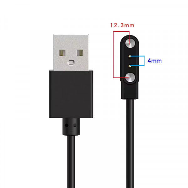 Oplaadkabel voor diverse smartwatches - Universele 4-12,3mm connector - 0,6 meter - Zwart