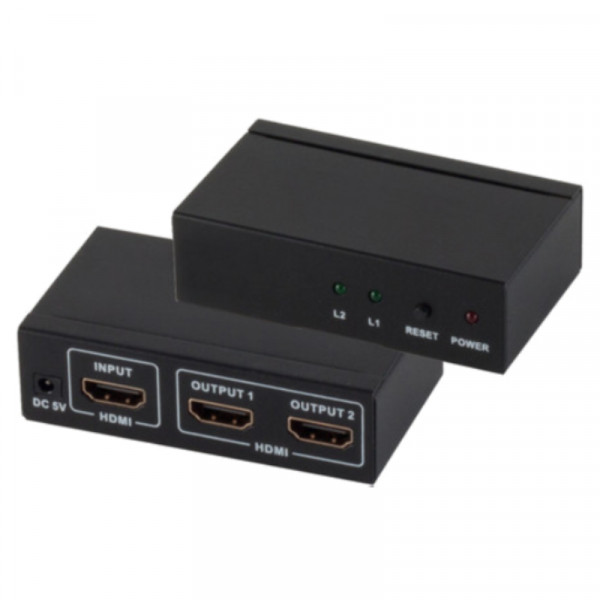 HDMI Splitter - 2-poorts - 4K 30Hz - Metaal - Zwart