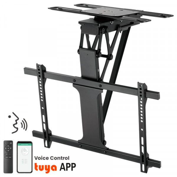 Gemotoriseerde TV Plafondbeugel - 32-75 inch - Uitklapbaar en draaibaar via stem - 35kg - Zwart