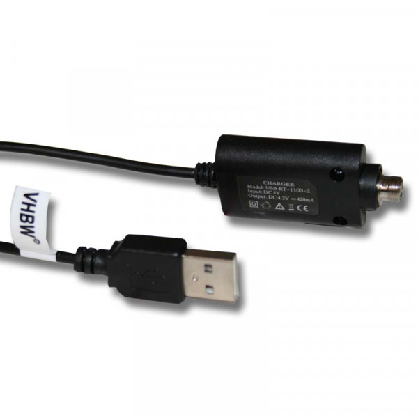 USB Oplaadkabel voor diverse E-Smart E-sigaret en Shisha - 4,2V - 0,42A - 0,25 meter - Zwart