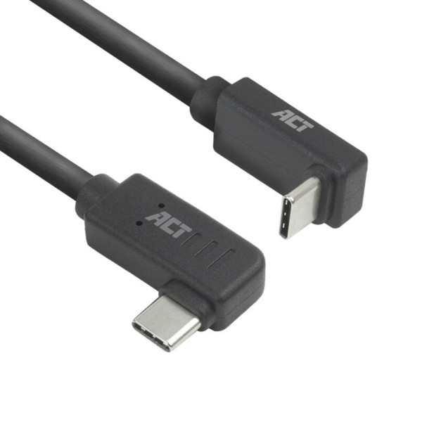 USB-C Kabel - USB 3.2 Gen 2 - Haaks links-rechts en haaks boven-onder - 60W PD - 1 meter - Zwart