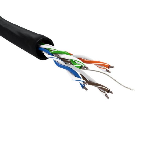 UTP CAT5e Gigabit Netwerkkabel - CCA - 24AWG - Stug - Outdoor - 100 meter - Zwart