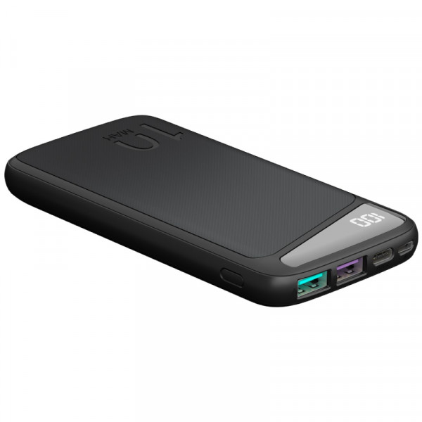 Slimline Power Bank - 10.000mAh - 22,5W Fast Charge - 2x USB-A en USB-C - Zwart