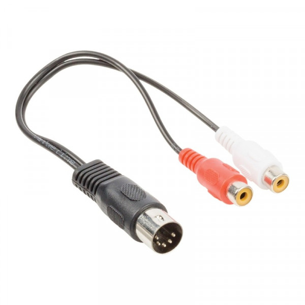 5-pin DIN (m) naar Stereo Tulp (v) Kabel - 0,2 meter - Zwart