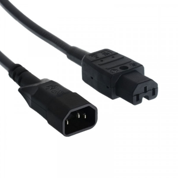 C14 naar C15, 3 meter kabel zwart