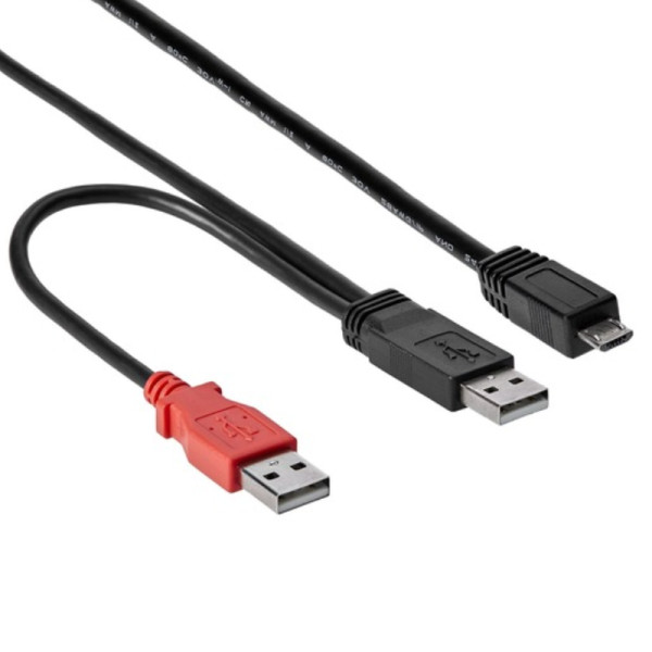 StarTech USB Y-Kabel - 2x USB-A naar Micro USB-B - 0,9 meter - Zwart