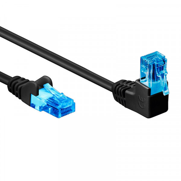 UTP CAT6A 10 Gigabit Netwerkkabel - 1 kant haaks - CCA - 0,5 meter - Zwart