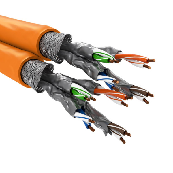 S/FTP CAT7A Duplex 10 Gigabit Netwerkkabel - CU - 23AWG - LSZH - Stug - 100 meter - Oranje