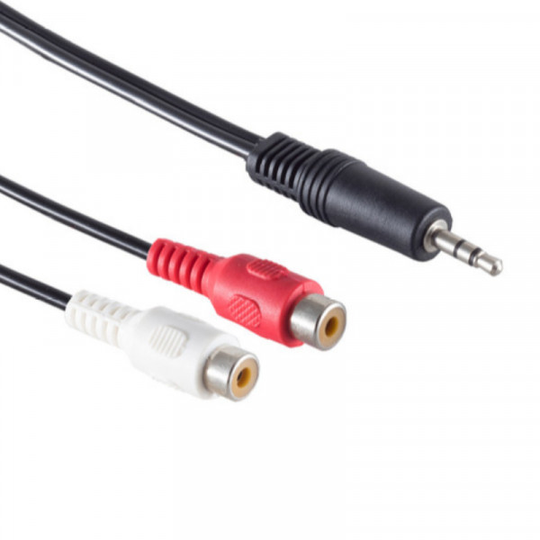 Stereo Tulp (v) - 3,5mm Stereo Jack (m) Kabel - 1,5 meter - Zwart