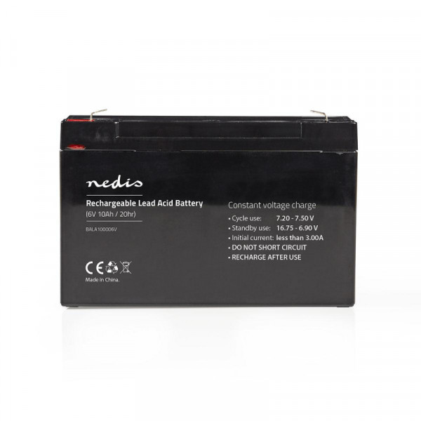 Loodaccu - 6V - 10000 mAh - 151 x 50 x 95 mm - Zwart