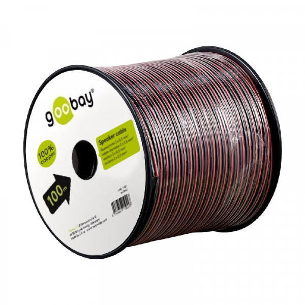 Luidsprekerkabel OFC 2 x 0,5mm2 - Zwart/Rood - 100 meter