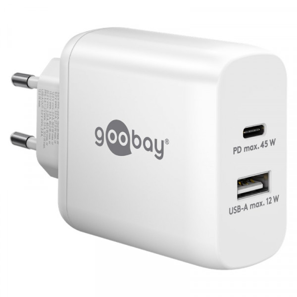USB Oplader - 45W - USB-A en USB-C - PD en QC 3.0 - Wit