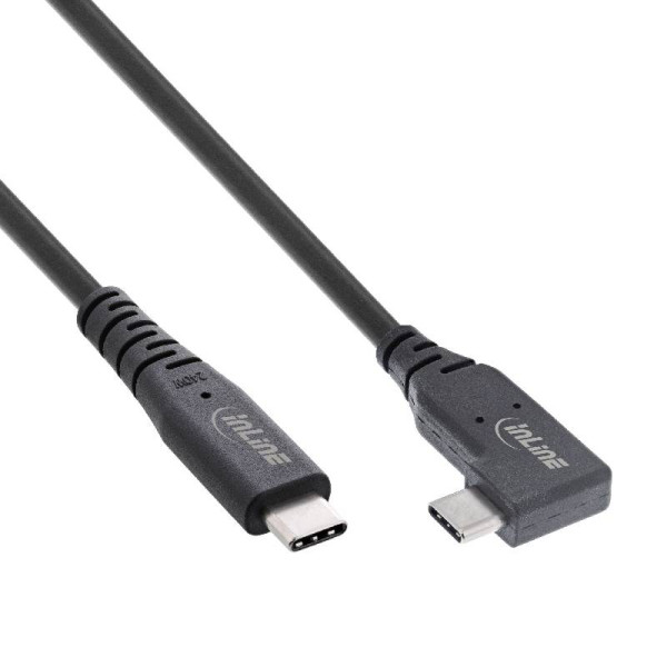 InLine USB-C Kabel - USB4 - Een kant haaks - 240W PD - 2 meter - Zwart