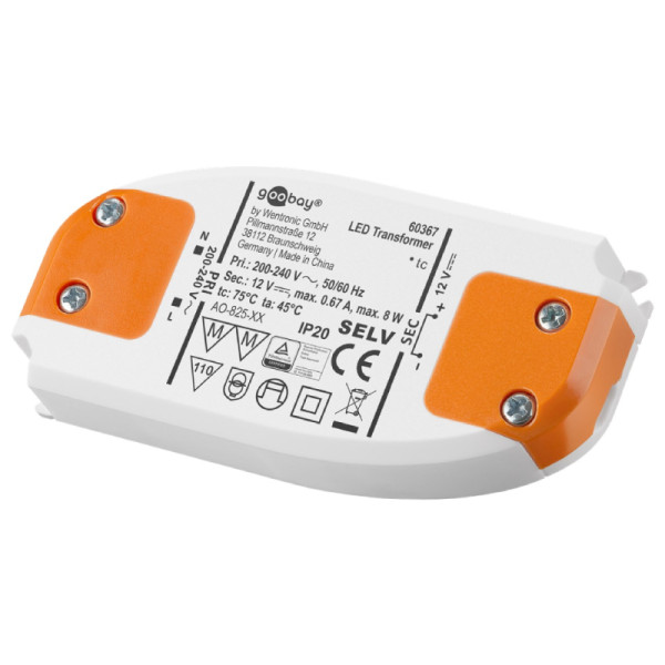 LED Transformator - 12 volt - 8 watt - Wit/Oranje