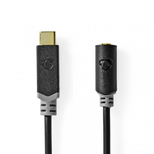 USB-C (m) naar 3.5mm Stereo Jack (v) Adapterkabel (passief) - Verguld - 1 meter - Zwart