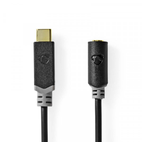 USB-C (m) naar 3.5mm Stereo Jack (v) Adapterkabel - Verguld - 1 meter - Zwart