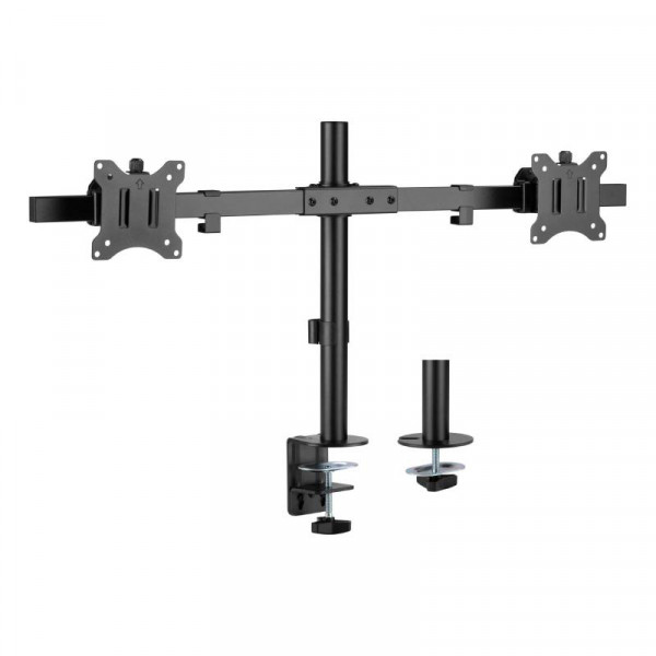 InLine Bureaubeugel voor 2x 10-32 inch scherm - volledig verstelbaar - Premium - Tot 9kg - Zwart