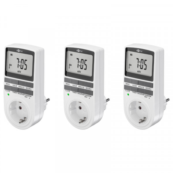 Digitale Tijdschakelaar set - 10 programma's - IP20 - 250V - 16A - 3 stuks - Wit