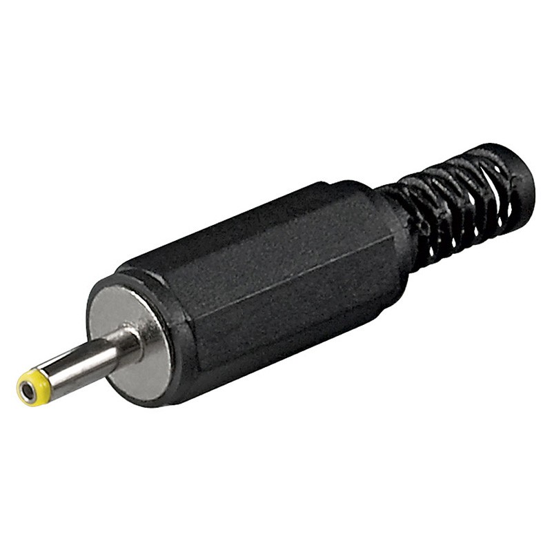 Soldeerbare DC plug 0,75 x 2,4 (9,5mm lang) met knikbeschermer