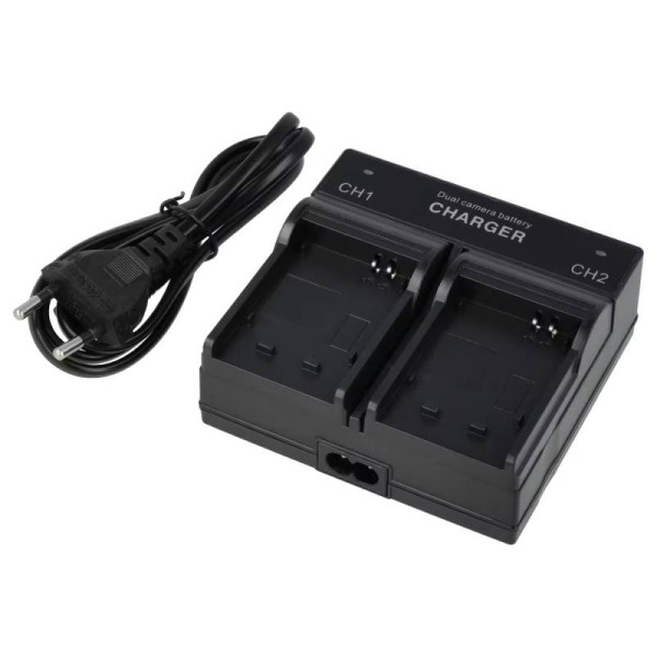 Tweevoudige Accu oplader voor Toshiba Camileo en Silvercrest Action Camcorder Accu's - Zwart