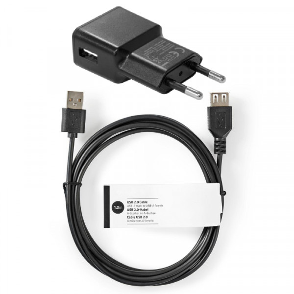 USB Voedingsadapter voor Videodeurbel Gong - 5V - 1A - 5W - 1 meter - Zwart