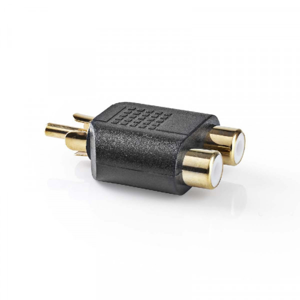 Mono Tulp (m) - 2x Tulp (v) Splitter Adapter - Verguld - Zwart