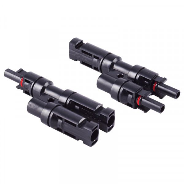 MC4 Solar Y-connector Set - 1x (m) naar 2x (v) en 1x (v) naar 2x (m) - Zwart