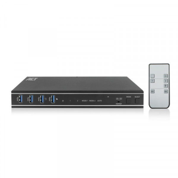 ACT 2-Poorts HDMI KVM switch - 4x HDMI 4K 60Hz - 4x USB-A - 2x USB-B USB 3.2 Gen 1 - Zwart