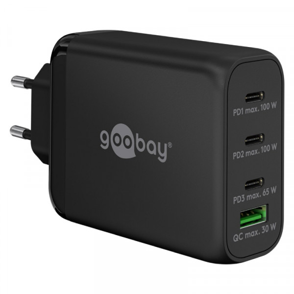 USB Oplader - 100W - USB-A en 3x USB-C - PD - GaN - Zwart