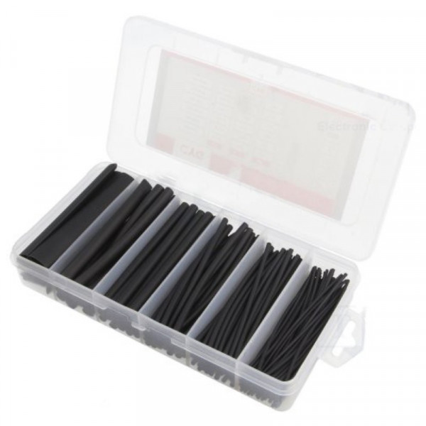 Krimpkous assortiment - 2:1 - 170 stuks - diverse diameters - Zwart
