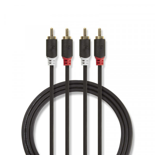 Stereo Tulp Kabel - Verguld - 5 meter - Antraciet