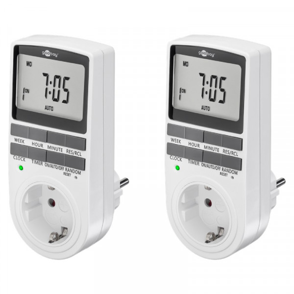 Digitale Tijdschakelaar set - 10 programma's - IP20 - 250V - 16A - 2 stuks - Wit