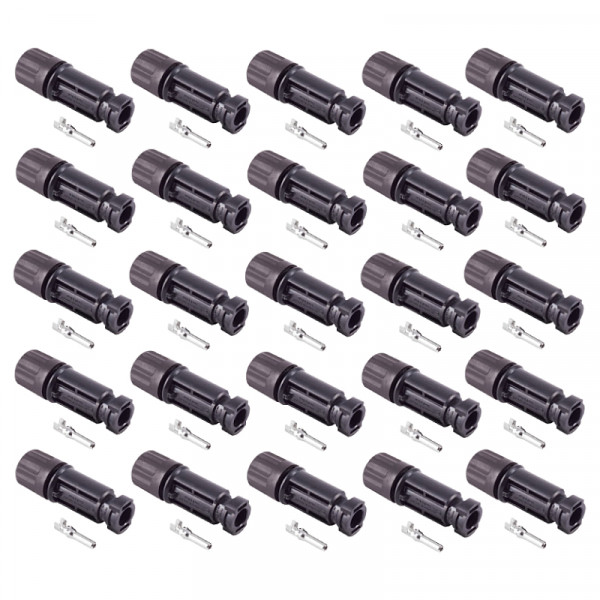 MC4 Solar connector (m) - 2,5-6mm2 - 1,5kV - IP67 - 25 stuks - Zwart