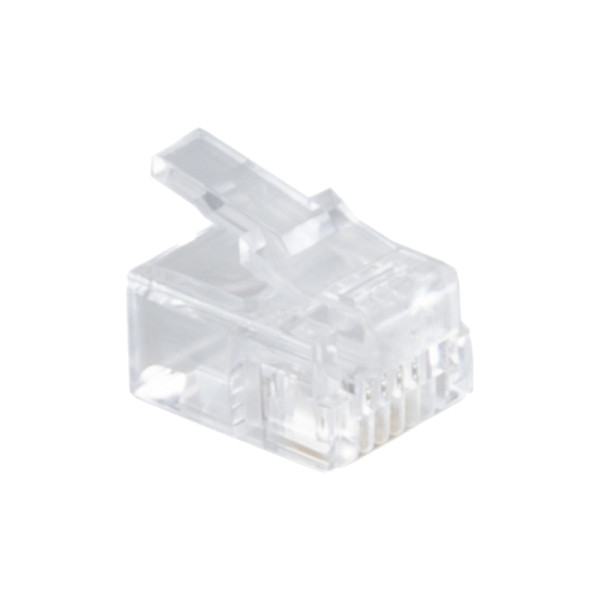 RJ11 Stekker - Per stuk - 6P4C - Voor ronde kabel - Transparant