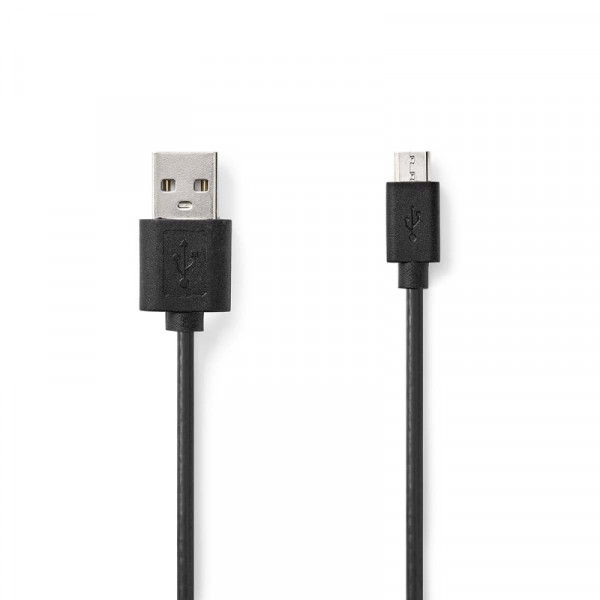USB-A naar Micro USB-B Kabel - USB 2.0 - Basic - 3 meter - Zwart